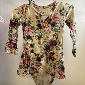 Posh Peanut Floral One Piece - Cream and Pink